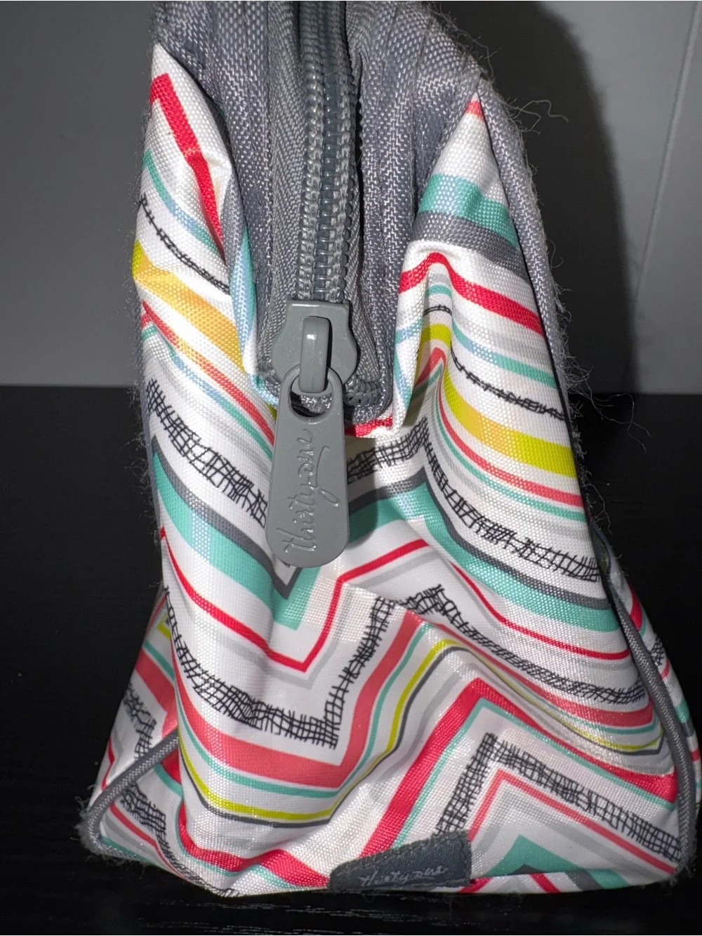 Thirty-One Large Cosmetic Bag Tip Top Chevron Travel Makeup Toiletry Organizer